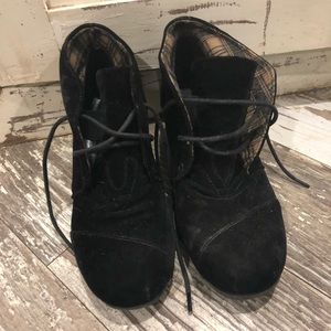 Black wedge booties